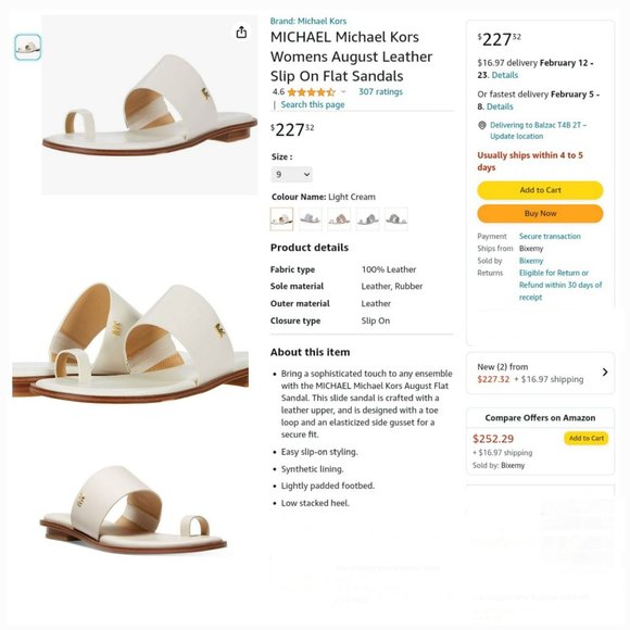 MICHAEL KORS 'AUGUST' LEATHER TOE-RING SLIP-ON SLIDE SANDALS IVORY TUSK 8 - Picture 14 of 16